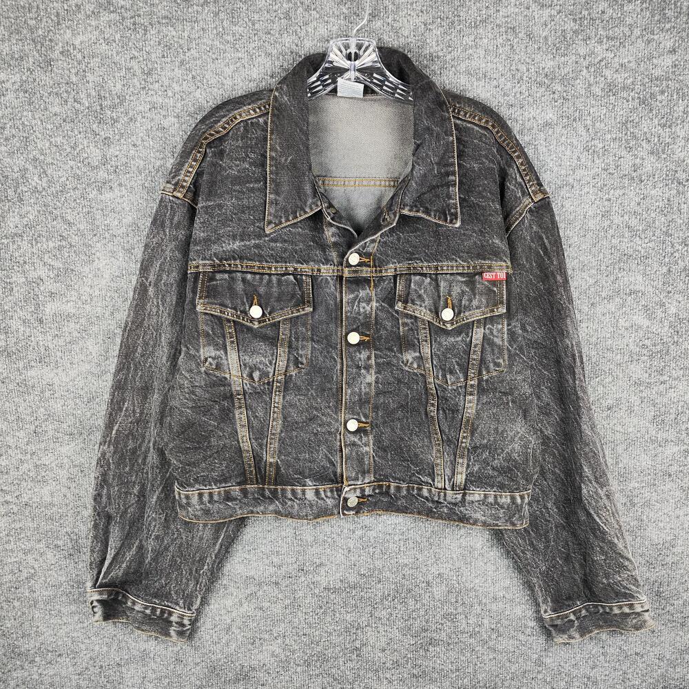 C'est Toi Denim Jacket Womens XXL Gray Acid Wash Jean Trucker Grunge Button USA